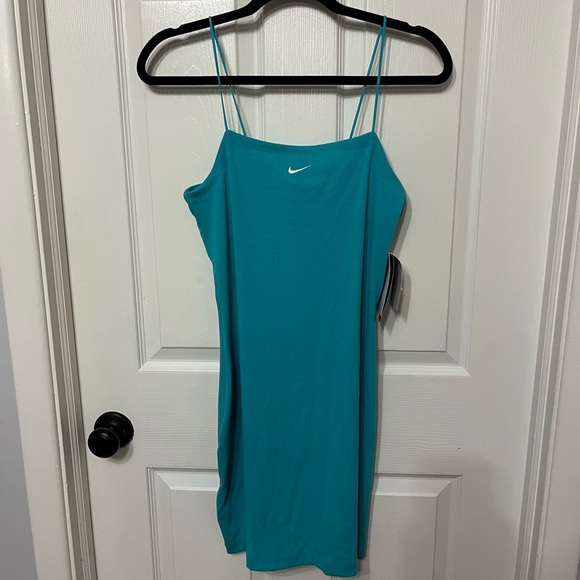 NWT NIKE Chill Knit Mini Ribbed Cami Dress Turquoise medium - Picture 2 of 7